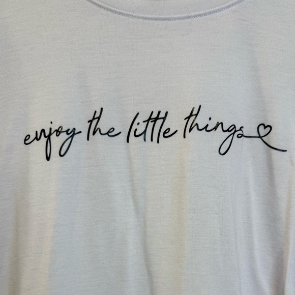 SHEIN White Short Sleeve Tee Enjoy The Little Things Size XXL 2X ☀️ - Picture 8 of 10